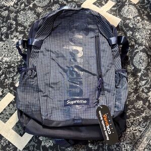 Supreme Checkered Black and Blue Backpack